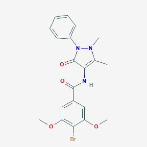 molecular formula C20H20BrN3O4 B263006 4-bromo-N-(1,5-dimethyl-3-oxo-2-phenyl-2,3-dihydro-1H-pyrazol-4-yl)-3,5-dimethoxybenzamide 