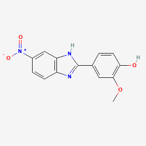 molecular formula C14H11N3O4 B2630098 2-Methoxy-4-(6-nitro-1H-benzo[D]imidazol-2-YL)phenol CAS No. 108883-90-5