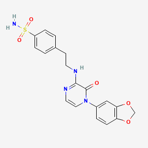 molecular formula C19H18N4O5S B2630107 4-(2-((4-(Benzo[d][1,3]dioxol-5-yl)-3-oxo-3,4-dihydropyrazin-2-yl)amino)ethyl)benzenesulfonamide CAS No. 941978-08-1