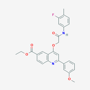 molecular formula C28H25FN2O5 B2630109 Ethyl 4-(2-((3-fluoro-4-methylphenyl)amino)-2-oxoethoxy)-2-(3-methoxyphenyl)quinoline-6-carboxylate CAS No. 1114835-25-4