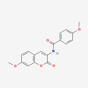 molecular formula C18H15NO5 B2630116 4-methoxy-N-(7-methoxy-2-oxo-2H-chromen-3-yl)benzenecarboxamide CAS No. 338785-23-2