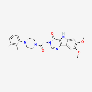 molecular formula C26H29N5O4 B2630122 3-(2-(4-(2,3-dimethylphenyl)piperazin-1-yl)-2-oxoethyl)-7,8-dimethoxy-3H-pyrimido[5,4-b]indol-4(5H)-one CAS No. 1105226-56-9
