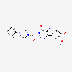 molecular formula C26H29N5O4 B2630122 3-{2-[4-(2,3-dimethylphenyl)piperazin-1-yl]-2-oxoethyl}-7,8-dimethoxy-3H,4H,5H-pyrimido[5,4-b]indol-4-one CAS No. 1105226-56-9