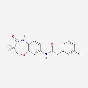molecular formula C21H24N2O3 B2630124 2-(m-tolyl)-N-(3,3,5-trimethyl-4-oxo-2,3,4,5-tetrahydrobenzo[b][1,4]oxazepin-8-yl)acetamide CAS No. 921792-68-9