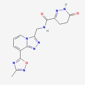 molecular formula C15H14N8O3 B2630129 N-((8-(3-methyl-1,2,4-oxadiazol-5-yl)-[1,2,4]triazolo[4,3-a]pyridin-3-yl)methyl)-6-oxo-1,4,5,6-tetrahydropyridazine-3-carboxamide CAS No. 2034531-17-2