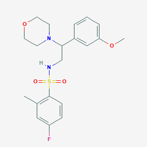 molecular formula C20H25FN2O4S B2630149 4-氟-N-(2-(3-甲氧基苯基)-2-吗啉乙基)-2-甲基苯磺酰胺 CAS No. 920172-57-2