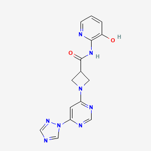 molecular formula C15H14N8O2 B2630159 1-(6-(1H-1,2,4-triazol-1-yl)pyrimidin-4-yl)-N-(3-hydroxypyridin-2-yl)azetidine-3-carboxamide CAS No. 2034230-81-2