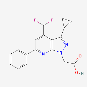 [3-cyclopropyl-4-(difluoromethyl)-6-phenyl-1H-pyrazolo[3,4-b]pyridin-1-yl]acetic acid
