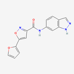 molecular formula C15H10N4O3 B2630178 5-(furan-2-yl)-N-(1H-indazol-6-yl)-1,2-oxazole-3-carboxamide CAS No. 1226427-38-8