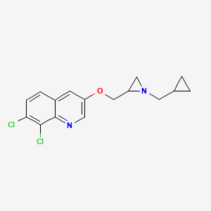 molecular formula C16H16Cl2N2O B2630214 7,8-Dichloro-3-[[1-(cyclopropylmethyl)aziridin-2-yl]methoxy]quinoline CAS No. 2411220-74-9