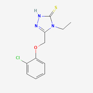 molecular formula C11H12ClN3OS B2630215 5-[(2-chlorophenoxy)methyl]-4-ethyl-4H-1,2,4-triazole-3-thiol CAS No. 403990-80-7