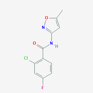 molecular formula C11H8ClFN2O2 B263022 2-chloro-4-fluoro-N-(5-methyl-1,2-oxazol-3-yl)benzamide 