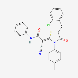 molecular formula C26H20ClN3O2S B2630228 (Z)-2-(5-(2-chlorobenzyl)-4-oxo-3-(p-tolyl)thiazolidin-2-ylidene)-2-cyano-N-phenylacetamide CAS No. 786676-16-2