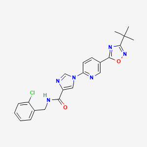 molecular formula C22H21ClN6O2 B2630229 1-{5-[3-(叔丁基)-1,2,4-恶二唑-5-基]-2-吡啶基}-N~4~-(2-氯苄基)-1H-咪唑-4-甲酰胺 CAS No. 1251626-79-5