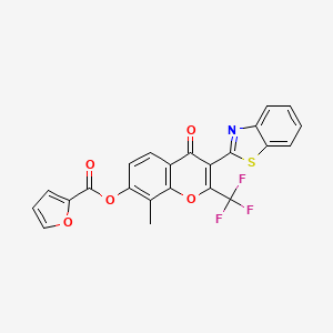 molecular formula C23H12F3NO5S B2630244 3-(benzo[d]thiazol-2-yl)-8-methyl-4-oxo-2-(trifluoromethyl)-4H-chromen-7-yl furan-2-carboxylate CAS No. 433942-74-6