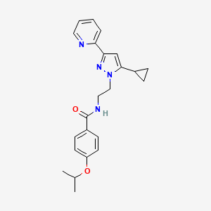 molecular formula C23H26N4O2 B2630246 N-(2-(5-cyclopropyl-3-(pyridin-2-yl)-1H-pyrazol-1-yl)ethyl)-4-isopropoxybenzamide CAS No. 1797977-09-3