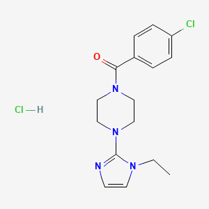 molecular formula C16H20Cl2N4O B2630251 (4-chlorophenyl)(4-(1-ethyl-1H-imidazol-2-yl)piperazin-1-yl)methanone hydrochloride CAS No. 1327201-40-0