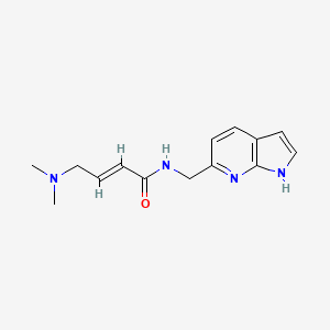 molecular formula C14H18N4O B2630256 (E)-4-(Dimethylamino)-N-(1H-pyrrolo[2,3-b]pyridin-6-ylmethyl)but-2-enamide CAS No. 2411326-89-9