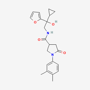 molecular formula C22H26N2O4 B2630259 N-(2-cyclopropyl-2-(furan-2-yl)-2-hydroxyethyl)-1-(3,4-dimethylphenyl)-5-oxopyrrolidine-3-carboxamide CAS No. 1396875-05-0