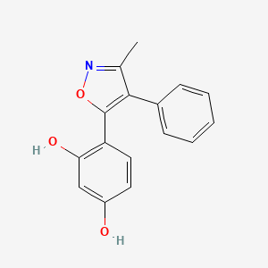 molecular formula C16H13NO3 B2630265 4-(3-Methyl-4-phenyl-1,2-oxazol-5-yl)benzene-1,3-diol CAS No. 879761-86-1