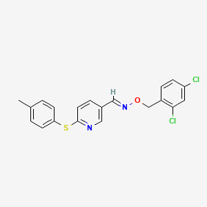 molecular formula C20H16Cl2N2OS B2630274 6-[(4-methylphenyl)sulfanyl]nicotinaldehyde O-(2,4-dichlorobenzyl)oxime CAS No. 338960-63-7