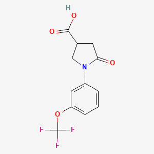 molecular formula C12H10F3NO4 B2630279 5-Oxo-1-[3-(trifluoromethoxy)phenyl]pyrrolidine-3-carboxylic acid CAS No. 1016706-55-0