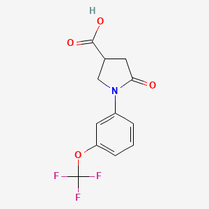 molecular formula C12H10F3NO4 B2630279 5-氧代-1-[3-(三氟甲氧基)苯基]吡咯烷-3-羧酸 CAS No. 1016706-55-0