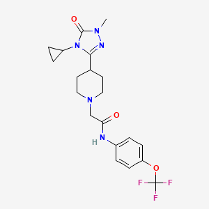 molecular formula C20H24F3N5O3 B2630280 2-(4-(4-cyclopropyl-1-methyl-5-oxo-4,5-dihydro-1H-1,2,4-triazol-3-yl)piperidin-1-yl)-N-(4-(trifluoromethoxy)phenyl)acetamide CAS No. 1797261-59-6