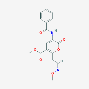 molecular formula C17H16N2O6 B2630283 methyl 3-(benzoylamino)-6-[2-(methoxyimino)ethyl]-2-oxo-2H-pyran-5-carboxylate CAS No. 341966-26-5