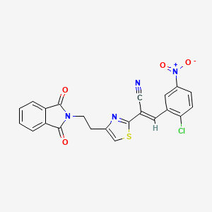 molecular formula C22H13ClN4O4S B2630297 (E)-3-(2-chloro-5-nitrophenyl)-2-[4-[2-(1,3-dioxoisoindol-2-yl)ethyl]-1,3-thiazol-2-yl]prop-2-enenitrile CAS No. 866050-90-0