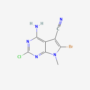 molecular formula C8H5BrClN5 B2630301 4-amino-6-bromo-2-chloro-7-methyl-7H-pyrrolo[2,3-d]pyrimidine-5-carbonitrile CAS No. 2177263-53-3