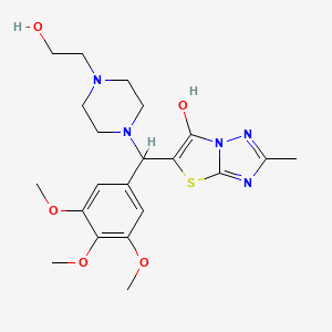 molecular formula C21H29N5O5S B2630316 5-((4-(2-Hydroxyethyl)piperazin-1-yl)(3,4,5-trimethoxyphenyl)methyl)-2-methylthiazolo[3,2-b][1,2,4]triazol-6-ol CAS No. 851969-84-1