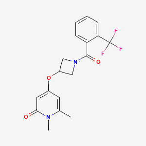 molecular formula C18H17F3N2O3 B2630320 1,6-dimethyl-4-((1-(2-(trifluoromethyl)benzoyl)azetidin-3-yl)oxy)pyridin-2(1H)-one CAS No. 2034426-81-6