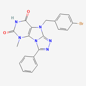 molecular formula C20H15BrN6O2 B2630329 9-(4-bromobenzyl)-5-methyl-3-phenyl-5H-[1,2,4]triazolo[4,3-e]purine-6,8(7H,9H)-dione CAS No. 921857-00-3