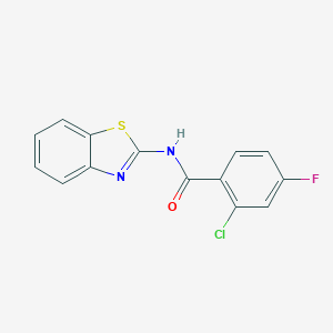 molecular formula C14H8ClFN2OS B263033 N-(1,3-benzothiazol-2-yl)-2-chloro-4-fluorobenzamide 