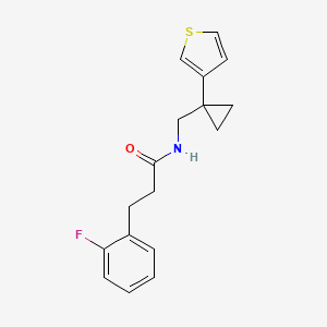 molecular formula C17H18FNOS B2630331 3-(2-Fluorophenyl)-N-[(1-thiophen-3-ylcyclopropyl)methyl]propanamide CAS No. 2415492-01-0