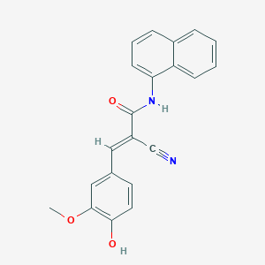 molecular formula C21H16N2O3 B2630332 (E)-2-cyano-3-(4-hydroxy-3-methoxyphenyl)-N-naphthalen-1-ylprop-2-enamide CAS No. 358395-44-5