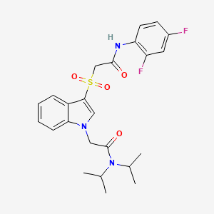 molecular formula C24H27F2N3O4S B2630333 2-(3-((2-((2,4-difluorophenyl)amino)-2-oxoethyl)sulfonyl)-1H-indol-1-yl)-N,N-diisopropylacetamide CAS No. 894025-71-9