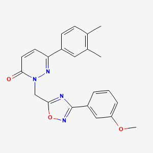 molecular formula C22H20N4O3 B2630334 6-(3,4-dimethylphenyl)-2-((3-(3-methoxyphenyl)-1,2,4-oxadiazol-5-yl)methyl)pyridazin-3(2H)-one CAS No. 1207040-60-5
