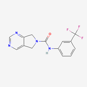 molecular formula C14H11F3N4O B2630337 N-(3-(三氟甲基)苯基)-5H-吡咯并[3,4-d]嘧啶-6(7H)-甲酰胺 CAS No. 1448062-75-6