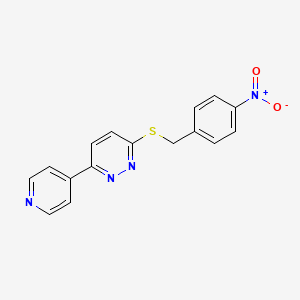 molecular formula C16H12N4O2S B2630350 3-((4-Nitrobenzyl)thio)-6-(pyridin-4-yl)pyridazine CAS No. 894003-77-1