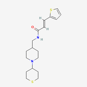 molecular formula C18H26N2OS2 B2630393 (E)-N-((1-(tetrahydro-2H-thiopyran-4-yl)piperidin-4-yl)methyl)-3-(thiophen-2-yl)acrylamide CAS No. 2035004-01-2