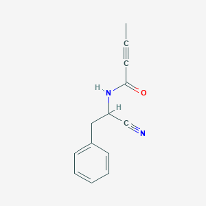 molecular formula C13H12N2O B2630398 N-(1-Cyano-2-phenylethyl)but-2-ynamide CAS No. 2411240-63-4