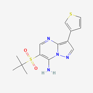 molecular formula C14H16N4O2S2 B2630404 6-(Tert-butylsulfonyl)-3-(3-thienyl)pyrazolo[1,5-a]pyrimidin-7-ylamine CAS No. 685108-07-0