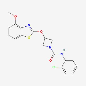 molecular formula C18H16ClN3O3S B2630405 N-(2-chlorophenyl)-3-((4-methoxybenzo[d]thiazol-2-yl)oxy)azetidine-1-carboxamide CAS No. 1421481-23-3