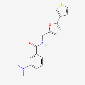 molecular formula C18H18N2O2S B2630408 3-(二甲氨基)-N-({[5-(噻吩-3-基)呋喃-2-基]甲基}苯甲酰胺 CAS No. 2097897-02-2