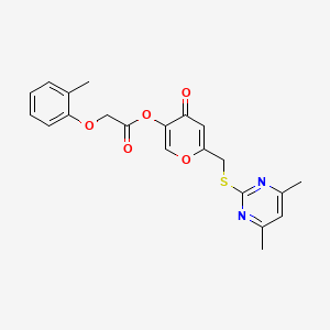 molecular formula C21H20N2O5S B2630409 [6-[(4,6-二甲基嘧啶-2-基)硫烷基甲基]-4-氧代吡喃-3-基] 2-(2-甲基苯氧基)乙酸酯 CAS No. 877637-19-9