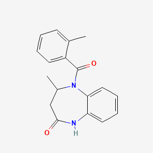 molecular formula C18H18N2O2 B2630413 4-甲基-5-(2-甲基苯甲酰)-4,5-二氢-1H-苯并[b][1,4]二氮杂卓-2(3H)-酮 CAS No. 1147209-81-1