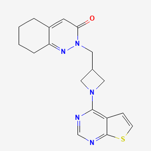 molecular formula C18H19N5OS B2630414 2-[(1-{噻吩并[2,3-d]嘧啶-4-基}氮杂环丁-3-基)甲基]-2,3,5,6,7,8-六氢苯并喹啉-3-酮 CAS No. 2201256-83-7