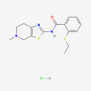 molecular formula C16H20ClN3OS2 B2630419 2-(ethylthio)-N-(5-methyl-4,5,6,7-tetrahydrothiazolo[5,4-c]pyridin-2-yl)benzamide hydrochloride CAS No. 1189863-61-3